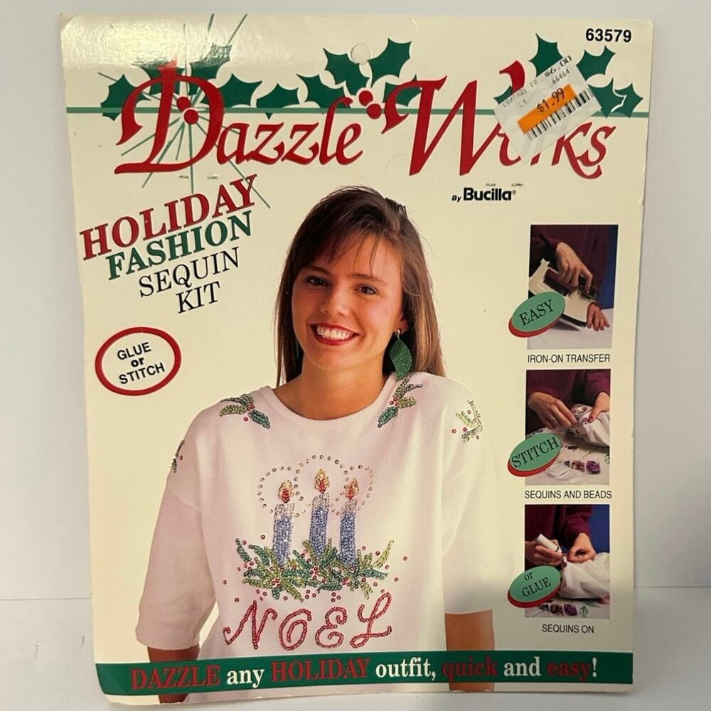 Vintage Bucilla holiday shirt design new in package Dazzle Works